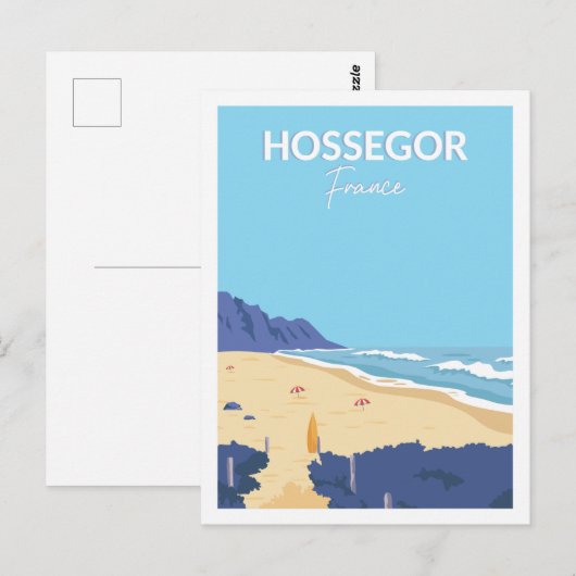 Hossegor Frankrijk Beroemde Reisplaats Illustratie Briefkaart (Voorkant / Achterkant)