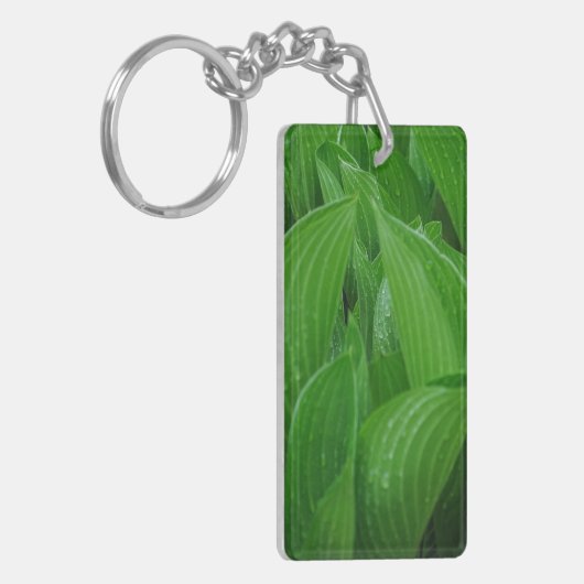Hosta Bladeren Met Regendruppels Acryl Sleutelhang Sleutelhanger (Voorkant Links)