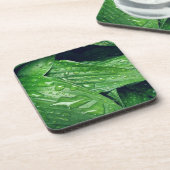 Hosta-bladeren op een regenachtige dag bier onderzetter (Linkerzijde)