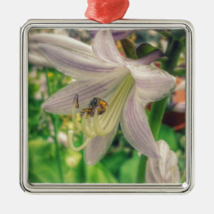 Hosta en bijen metalen ornament