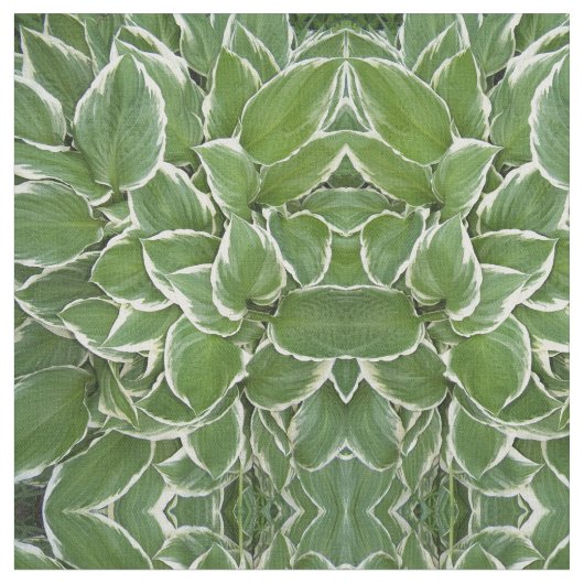 Hosta Leaves Mirrored Afbeelding Fabric Stof (Close Up)