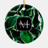 Hosta undulata trilgroen plant vertrekt Monogram Keramisch Ornament (Voorkant)