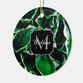Hosta undulata trilgroen plant vertrekt Monogram Keramisch Ornament (Links)