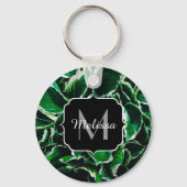 Hosta undulata trilgroen plant vertrekt Monogram Sleutelhanger (Voorkant)