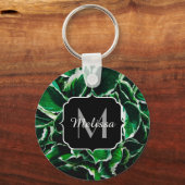Hosta undulata trilgroen plant vertrekt Monogram Sleutelhanger (Voorkant)