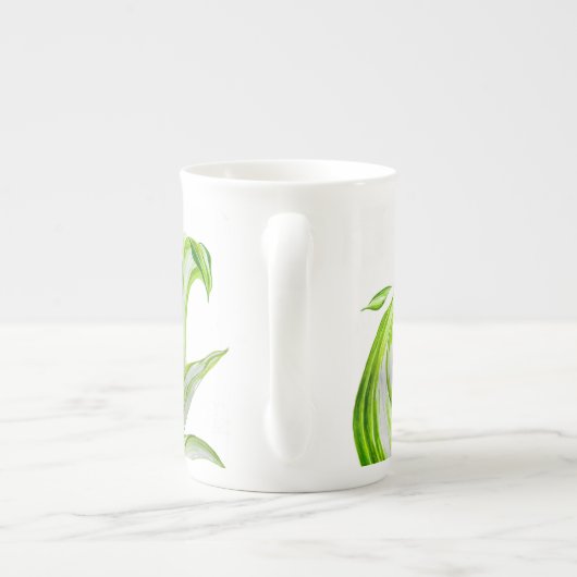 'Hosta with the Mosta' op een Bone China Mok (Achterkant)