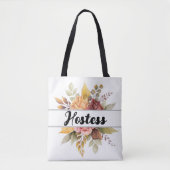 Hostess Burgundy Floral Text Fall Wedding Tas Ba (Voorkant)