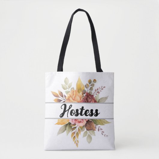 Hostess Burgundy Floral Text Fall Wedding Tas Ba (Voorkant)