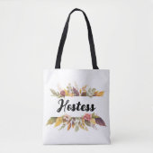 Hostess Burgundy Floral Text Fall Wedding Tote Bag (Voorkant)