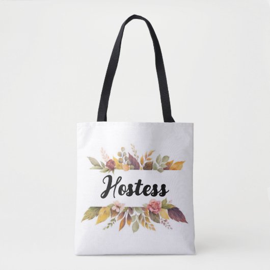 Hostess Burgundy Floral Text Fall Wedding Tote Bag (Voorkant)