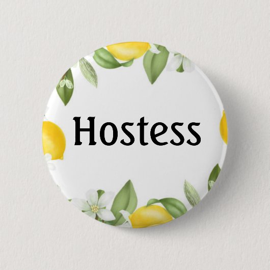 Hostess Citroenen Bruiloftsfeest Cadeaus Bruilofte Ronde Button 5,7 Cm (Voorkant)