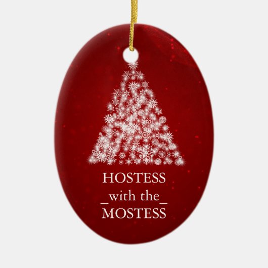 Hostess met de meeste kerstdagen keramisch ornament (Voorkant)