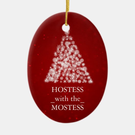 Hostess met de meeste kerstdagen keramisch ornament (Voorkant)