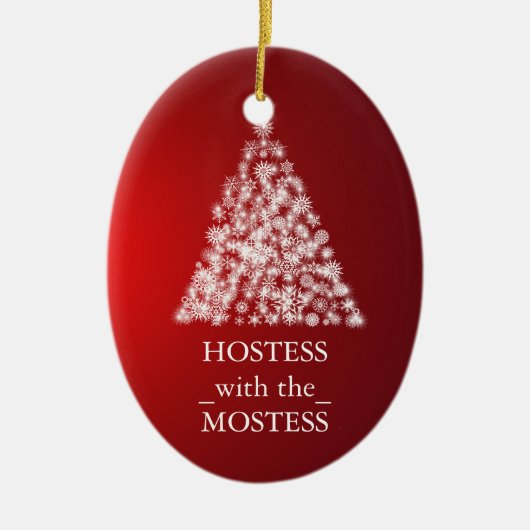 Hostess met de meeste kerstdagen keramisch ornament (Voorkant)