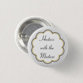 Hostess met de Mostess | Gold Border Party Ronde Button 3,2 Cm (Voorkant /achterkant)