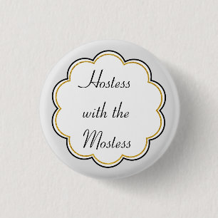 Hostess met de Mostess Gold Border Party Ronde Button 3,2 Cm