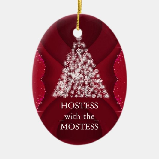 Hostess met het Mostess-kerstbord Keramisch Ornament (Voorkant)