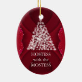 Hostess met het Mostess-kerstbord Keramisch Ornament (Achterkant)
