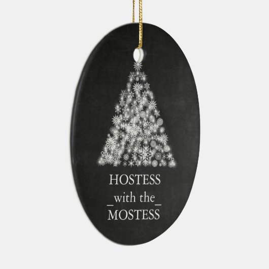 Hostess met het Mostess-kerstbord Keramisch Ornament (Rechts)
