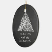 Hostess met het Mostess-kerstbord Keramisch Ornament (Links)