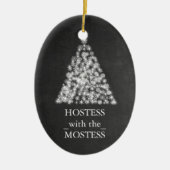 Hostess met het Mostess-kerstbord Keramisch Ornament (Voorkant)