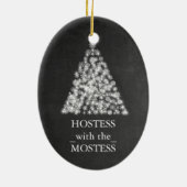 Hostess met het Mostess-kerstbord Keramisch Ornament (Achterkant)