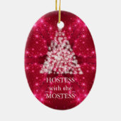 Hostess met het Mostess-kerstbord Keramisch Ornament (Achterkant)
