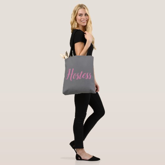 Hostess Pink Gray Typography Elegant Wedding Tote Bag (Op model)