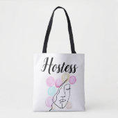 Hostess Pink Gray Typography Elegant Wedding Tote Bag (Voorkant)