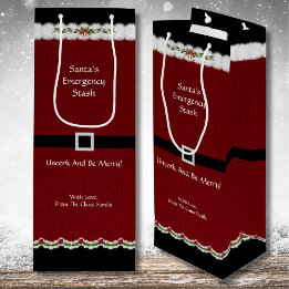 Hostess Red Black Santa Suit Wine Bottle Gift Bag Wijn Cadeautas