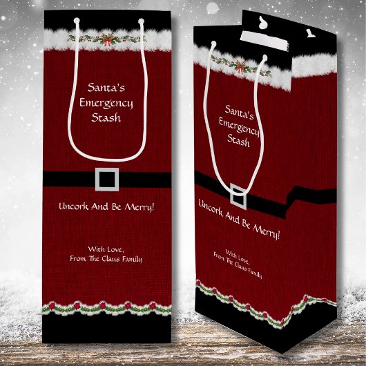 Hostess Red Black Santa Suit Wine Bottle Gift Bag Wijn Cadeautas