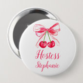 Hostess Roze Bow Coquette Naam Gift Wedding Button (Voorkant /achterkant)