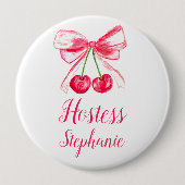 Hostess Roze Bow Coquette Naam Gift Wedding Button (Voorkant)