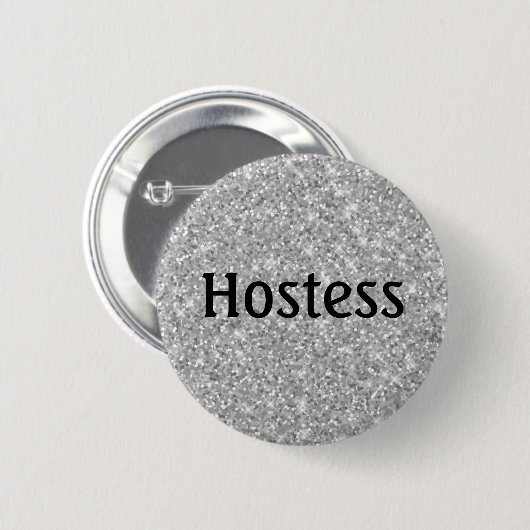 Hostess Zilveren Glitter Bruidsfeest Cadeaus Bruil Ronde Button 5,7 Cm (Voorkant /achterkant)