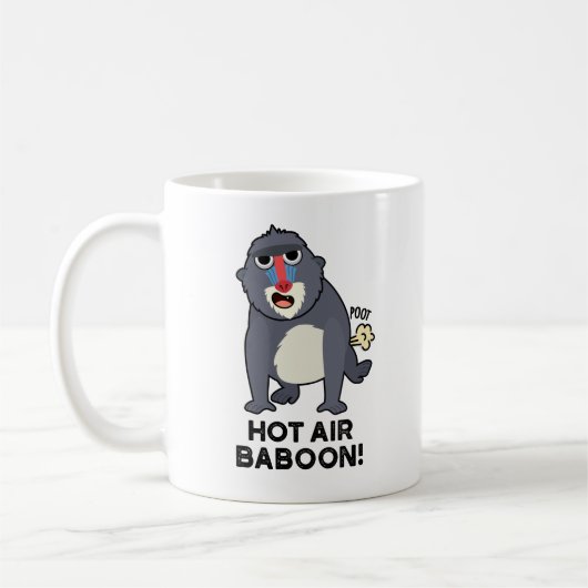 Hot Air Baboon Funny Farny Monkey Pun Koffiemok (Links)