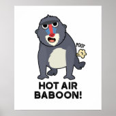 Hot Air Baboon Funny Farny Monkey Pun Poster (Voorkant)