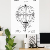 Hot Air ballon 1925 Patent Art Poster White (Thuiskantoor)