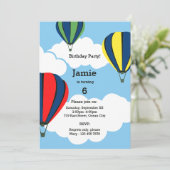 Hot Air Ballon 6th Birthday Party Invitation Kaart (Staand voorkant)