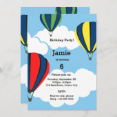 Hot Air Ballon 6th Birthday Party Invitation Kaart (Voorkant / Achterkant)