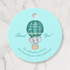 Hot Air ballon Baby Boy Elephant Baby shower Bedankjes Labels
