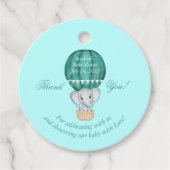 Hot Air ballon Baby Boy Elephant Baby shower Bedankjes Labels (Voorkant)