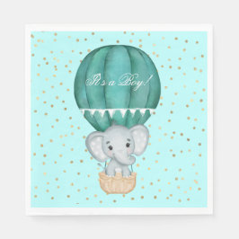 Hot Air ballon Baby Boy Elephant Baby shower Servet