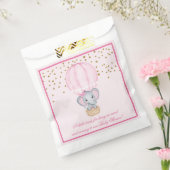 Hot Air ballon Baby Girl Elephant Baby shower Bedankzakje (Gezegeld)