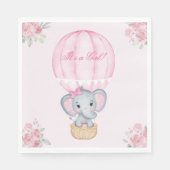 Hot Air ballon Baby Girl Elephant Rozen Servet (Voorkant)