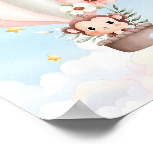 Hot Air Ballon Baby Monkey Poster (Hoek)