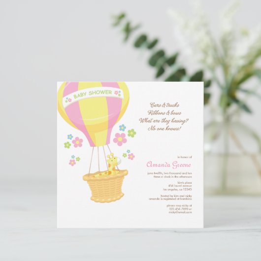 Hot Air Ballon Baby shower Innodiging Kaart (Staand voorkant)