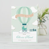 Hot Air Ballon Baby Shower Invitation (It´s a boy) Kaart (Staand voorkant)