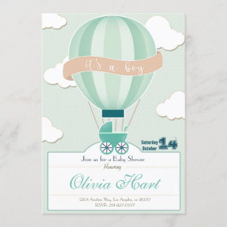 Hot Air Ballon Baby Shower Invitation (It´s a boy) Kaart