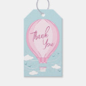 Hot-Air ballon Baby shower Roze Hartelijk dank Cadeaulabel (Voorkant)