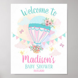 Hot-Air-ballon Baby shower WelkomstPoster Poster